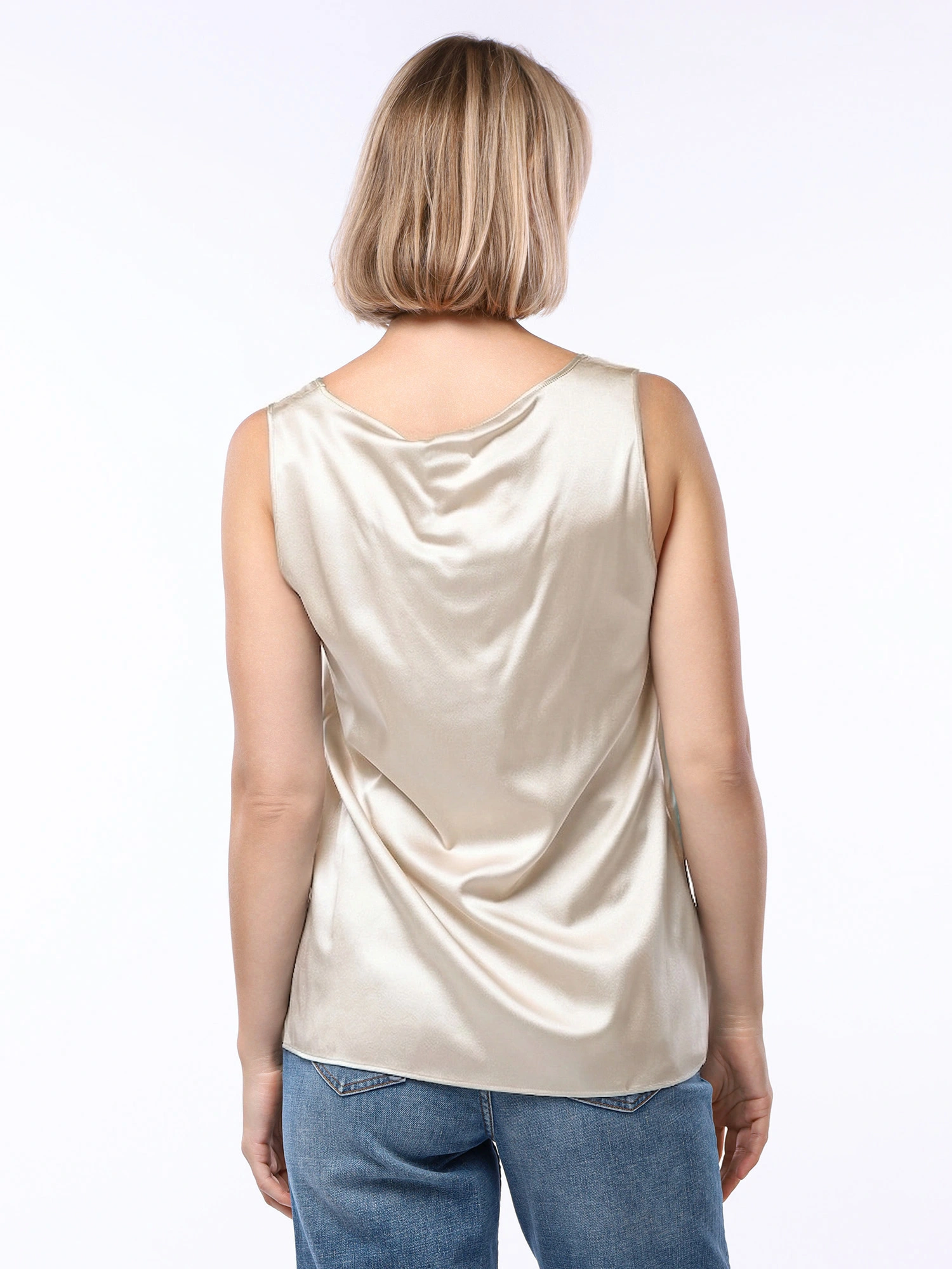 Топ молочного цвета прямого кроя из шелка 